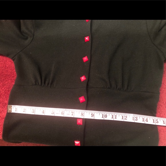 New Black Buttondown Sweater with Red Lace/buttons - Picture 8 of 8